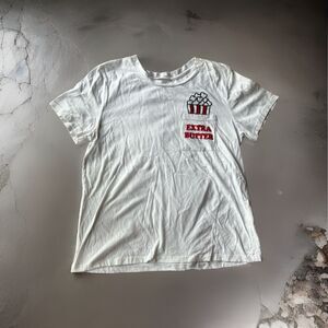 Love Peace & Lazy Days Shirt Sz L Juniors T-shirt White Extra Butter Movie Crop